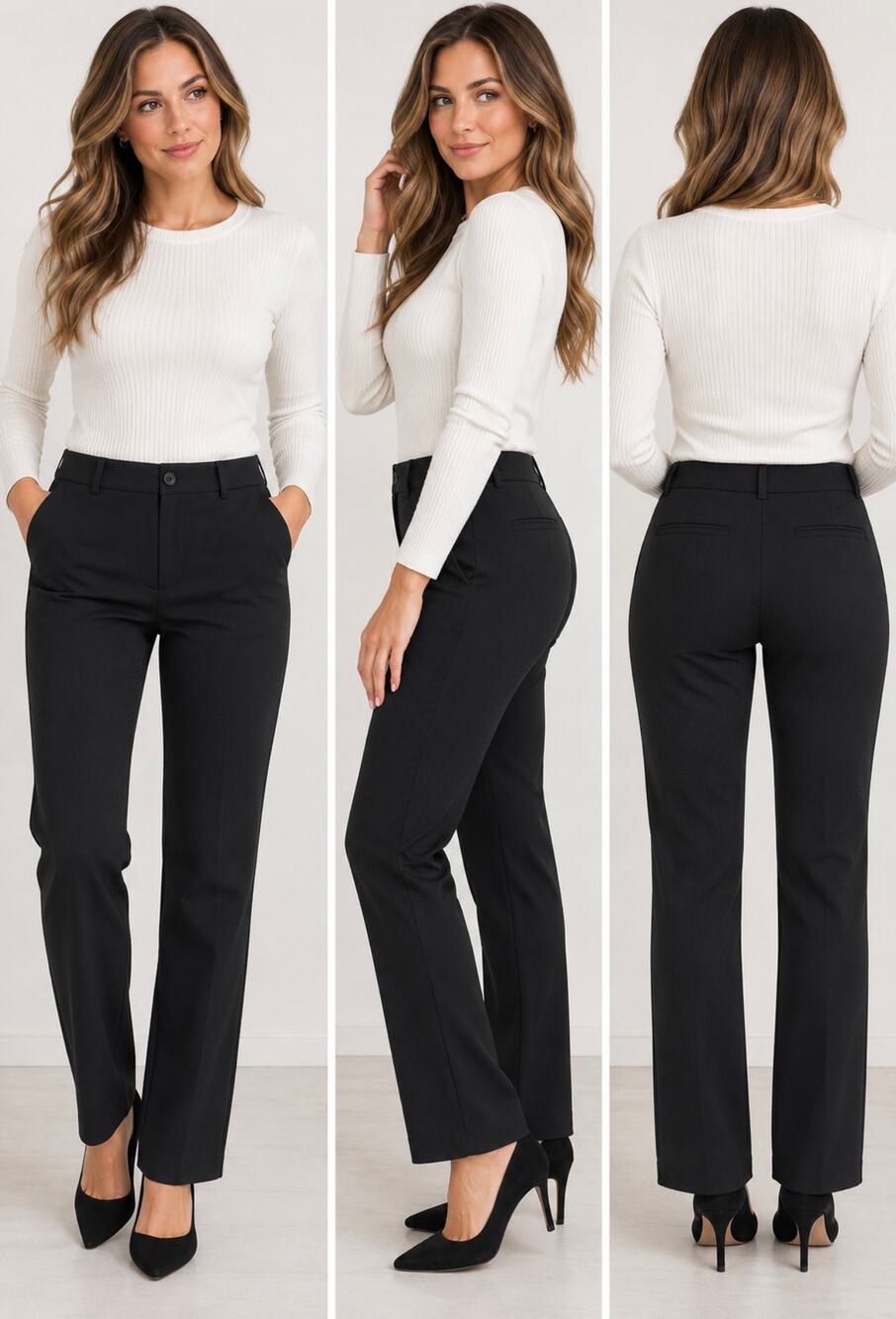 Liz Claiborne Emma 16W Black Straight Leg Career Dress Pants Plus Size